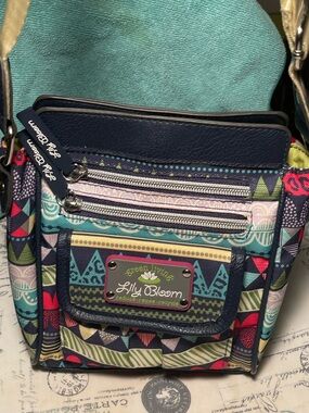 Lily Bloom Navy Teal Multicolor Green Living Crossbody Bag